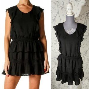 Banana Republic Black Ruffle Tiered Mini Dress